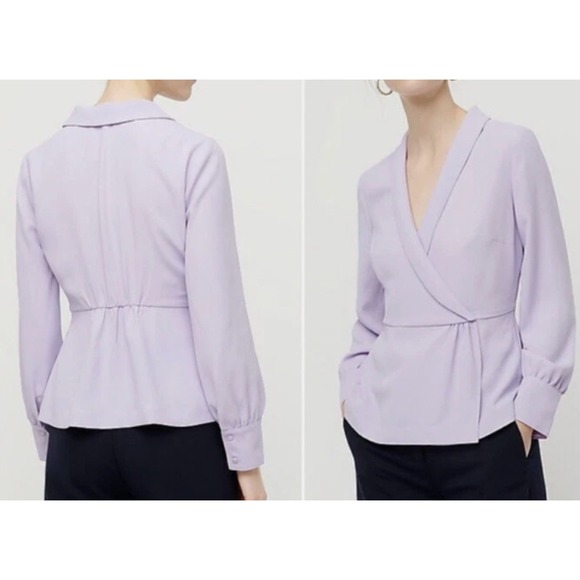 J. Crew Drapey Faux-Wrap Blouse Lilac Purple Women's Sz 2 NWOT - Picture 1 of 12